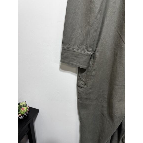 ASKK NY Zip Front Long Sleeve Utility Jumpsuit Linen Lyocell In Green Size 3 - Picture 8 of 13